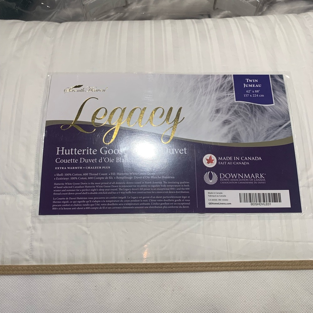 Legacy White Hutterite Goose Down Duvet